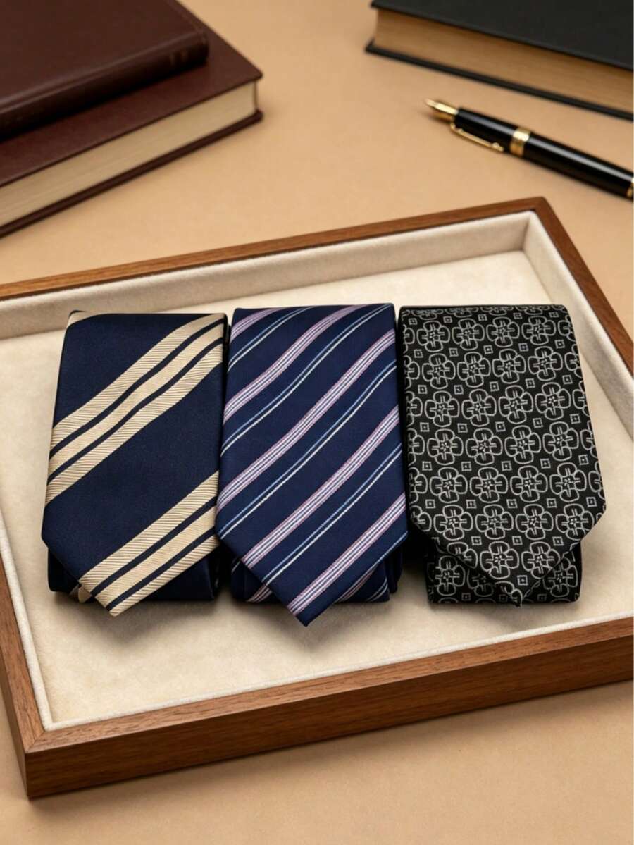 1PC 1200 Needle High Density Business Casual Formal Premium Minimalist Fashion Elegant Striped Tie, Suitable For Holiday Gifts, Business Workplace, Daily Matching - Multicolor - View 1