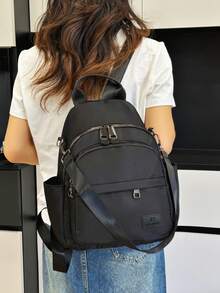 Nueva bolsa de cuna de moda de gran capacidad, mochila de unicolor, bolsa de almacenamiento multifuncional, bolsa de viaje para mamá, bolsa de hombro, - Multicolor - Ver 2