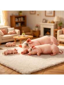 Juguete de Peluche de Cerdo Realista con Cola Rizada - Suave y Abrazable, Almohada Decorativa de Peluche Grande de Cerdo Bebé Realista y Lindo, Muñeca Figura de Animal Lindo, Regalo de Cumpleaños/Navidad para Niños/Niñas - Multicolor - Ver 5
