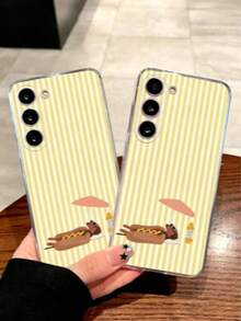 1pc Premium Striped Funny Dog Slogan Transparent Soft Protective Case Compatible With Huawei Honor, Galaxy A04e/12/A13/A14/A34/A50/A52/A53/A54/S21/S22/S23/S24/S25/S25Ultra/S25FE/S26/S26 PLUS/S26 ULTRA/S26 EDGE/ 6A/7A/8A/ 12T/13T/15T/15 TPRO - Clear - View 3