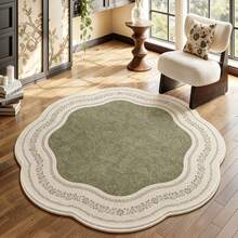 1pc Matcha Green Flower Shaped Area Rug, Living Room Carpet, Area Rug, Small Area Rug, Mat, Home Decor, Large Living Room Carpet, Round Carpet, Living Room Home Decor, Room Decor, Washable Carpet - Multicolor - View 3