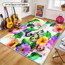Carpet, Colorful Watercolor Tulip And Daisy Floral Print, Suitable For Entry Rooms, Soft And Washable, Perfect For Garden, Bedroom, Living Room, Lounge Area, And Bedside Decoration - 簡約款 - 查看 5