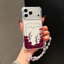 [24h Shipping From DE/FR/ES]Phone Case: 2pcs Set: Transparent Flower Card Slot Phone Case + Mermaid Princess Heart Bracelet, Suitable For IPhone 16, 15, 14, 13, 12 Pro Max, XS, XR, Fashionable Phone Case, Stylish Design, Artistic Pattern, Scratch-Resistant Protective Casethe Perfect Present - A - View 2