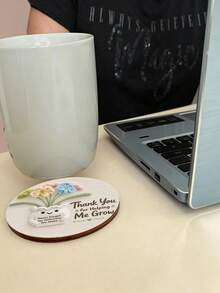 1/6/12pcs "Thank You For Helping Me Grow" Floral Wooden Coasters, Teacher Appreciation Gift, Round Coasters, Suitable For Classroom, Home Office, Back To School Decor, Desk Decor, Thank You Gift, Conveying And Positive Energy - The Flowers Thank You - View 5