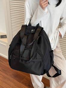 Nueva mochila de moda tipo cuna de gran capacidad en color liso, bolsa de almacenamiento multifuncional para viaje, bolsa de mamá, bolso de hombro - Multicolor - Ver 5