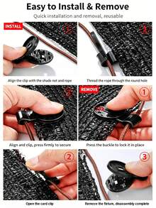 10/50/100pcs Black Upgraded Shade Net Clips With Rope Holes, Reusable Weather-Resistant Plastic Lock Clips, Suitable For Shade Nets, Greenhouses, Hail Nets, Camping Tarps And Outdoor Windproof Installation - Black - View 10