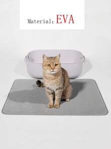 1 pieza Alfombra de arena para gatos de doble capa de EVA, antideslizante, fácil de limpiar, resistente a arañazos, lavable, cómoda, evita que se disperse y salpique la arena - Gris - Ver 4
