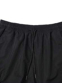 男士轻便工装短裤，夏季休闲多口袋户外徒步旅行运动短裤 - 黑色 - 查看 7