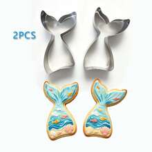 Mermaid Cookie Cutter, 4.45 Inch Mermaid Tail Shape, Summer Theme Cookie Mold, Crown Angel Stainless Steel Metal Cutter, Suitable For Birthday Party And Valentine's Day - View 1