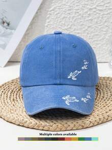 1件中性刺繡鯊魚水洗棒球帽，可調節防曬休閒帽，適合戶外、旅行、海灘、度假，Y2K風格青年帽 - 棒球帽 - 查看 7