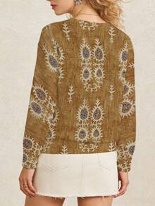 ADFHP Women's Bohemian Style Knitted Pullover Sweater, Autumn, Casual Versatile, Daily Commute - Multicolor - View 3