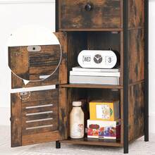 Kommode: Schrank mit Schublade und verstellbarem, Beistellschrank, Nachttisch, Telefontisch, Lamellentür, Flurschrank, Wohnzimmer, Schlafzimmer, Büro, Flur, Vintage EBF15CW01 JHZY - 1 - Übersicht 6