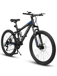 26 Inch Mountain Bike 21-Speed Disc Brakes Durable Frame Front Rear Dual-Shock Absorption Unisex For Commuting Travel School Mountain And City Road Cycling -Does Not Support Self Pick Up - as Pic - View 8