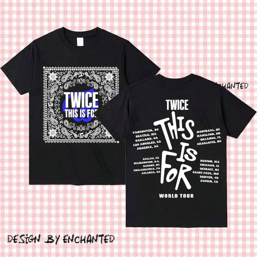 Black TWICE Reversible T-Shirt THIS IS FOR World Tour Unisex - 黑色 - 查看 1