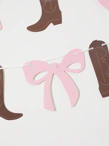 1 Set Pink Western Cowboy Party Banner, Disco Cowgirl Party Backdrop Hanging Decoration Garland, Western Cowboy Theme Baby Girl Birthday Photography Prop, Baby Shower Decoration, Mudguard Decoration, Wedding Decoration, Baby Party Gift Bag Filler, Western Cowboy Birthday Party Supplies - Pink Cowboy Boots - View 7