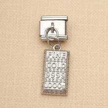 1pc Gold & Silver Italian Modular Pendant, Star Moon Sun Horse & 2026 Graduation Cube Cubic Zirconia Pendant, Celestial Lucky Theme DIY Accessory - 2026 Horse Edition - View 8