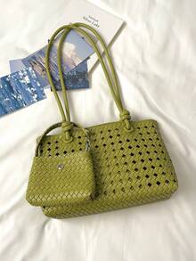 2026 New Premium Vacation Basket Bag Fashion Hollow Shoulder Underarm Mother-Daughter Tote Handbag Single - Green - View 8