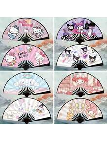 Sanrio Folding Fan 8-Inch Folding Fan KT Bamboo Folding Hand Fan Double-Sided Pattern, Essential For Cooling, Summer Favorite, Perfect Choice For Collection And Decoration - A - View 3