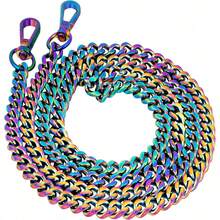 Correas de cadena metálica arcoíris para bolsos, correas de hombro y bandolera, correa de cadena plana de repuesto para bolsos y bolsas - Multicolor - Ver 1