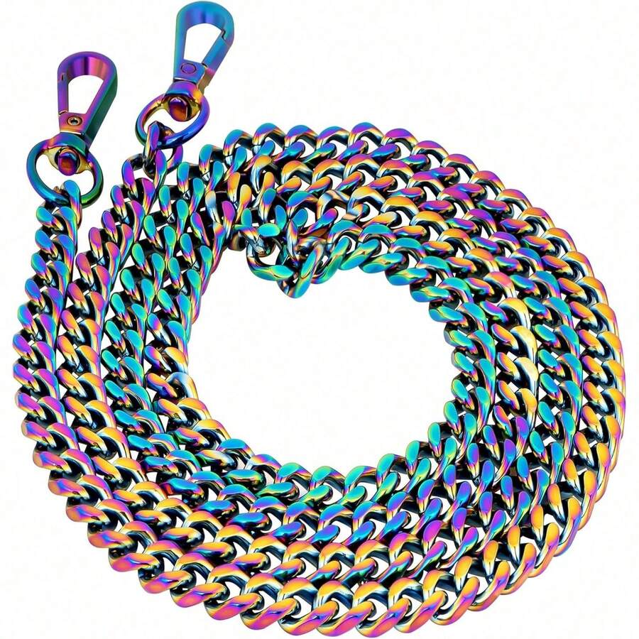 Correas de cadena metálica arcoíris para bolsos, correas de hombro y bandolera, correa de cadena plana de repuesto para bolsos y bolsas - Multicolor - Ver 1