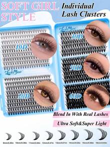 Fengxiu Eyelash 720/1440pcsDramatic D-Curl 9-16MM Mix,10D-80D, DIY Extension Lashes Eyelashes Book, Big Volume Soft, Individual Cluster Lashes, As Needed Create A Fluffy Natural Wispy,Suitable For Daily, Wedding, Party, Carnival, Music Festival And Other Occasions - D - View 8
