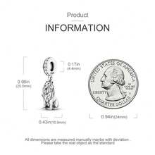 Vectoflux 1pc S925 Sterling Silver Elephant, Bird, Lion, Zebra Pendant, Suitable For Original Bracelet, Necklace, Keychain DIY Pendant Making, Women's Gift, Suitable For Birthday, Party, Holiday Gift - Silver - View 8