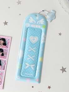 1pc Sweet Girl Cute Music Note Life 4-Grid Card Holder Student Transparent Hollow Display Pendant Photo Card Holder, Cute Eye-Catching Backpack Anti-Lost Charm - Note - View 9