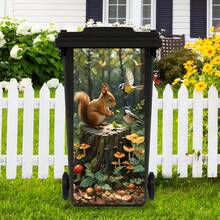 Cute Puppy, Squirrel, Bird Printed Trash Can Sticker, Waterproof PVC Outdoor Trash Can Poster, Tear Off Film Sticker, Available In Four Sizes - 1PC - View 18