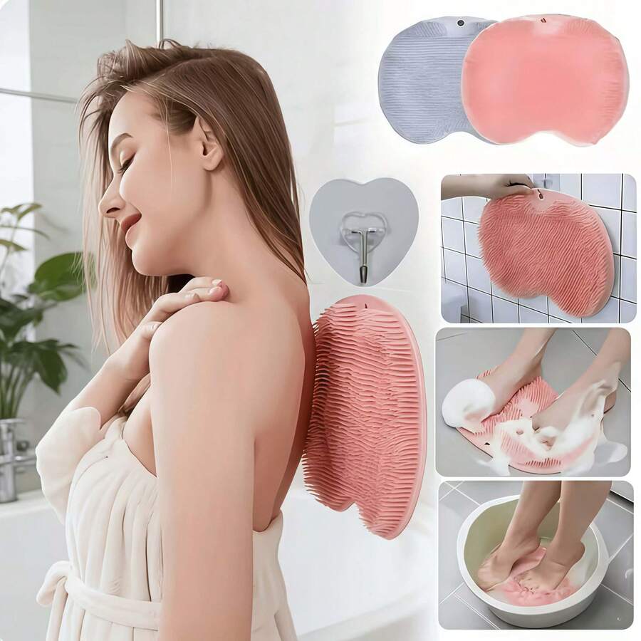 1PC Multi-Function Large Size Silicone Suction Cup Wall-Mounted Bathroom Massage Pad, Foot And Back Massager, Bathroom Anti-Slip Mat, Exfoliating And Descaling Tool, Home Cleaning Massage Brush - Multicolor - View 1