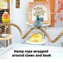 1pc|Suction Cup Sisal Rope Bird Toy, Natural Durable Chewing & Climbing Toy For Parrots, Hanging Cage Decoration With Interactive Fun, Relieves Boredom And Exercises Beak, Easy To Install, Great Gift For Pet Birds - A+B - View 4