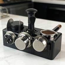 Multifunctional Coffee Tamper Station With Drawer, Espresso Tamper Station, Multi-Purpose Storage Drawer, Non-Slip Tamper Station, Suitable For 51-58mm Tamper And Handle Espresso Station, Solid Wood Tamper Holder, Coffee Handle Holder - Multicolor - View 2