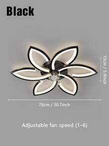Minimalist Petal Ceiling Fan Light, Remote Control Dimmable, 3 Color Light, Quiet, 6 Speed, Embedded Fan Light For Home - one-size - View 9