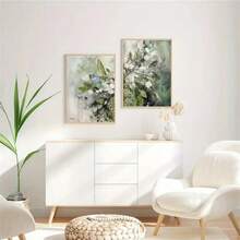 1 Stück/2 Stücke Leinwandgemälde Dekorative Kunstwerke, Grüne Tropische Wildblumen Wanddekoration, Abstrakte Blumenpflanzen Mode Gemälde für Wohnzimmer Schlafzimmer Badezimmer Küche Home Office Wohnheim Wanddekoration Bild Optionaler Rahmen - Mehrfarbig - Übersicht 4