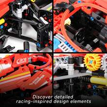 1100+PCS Large Mechanical Assembly Set | Mechanical Transmission Structure, Precision Gear Linkage, Educational Mechanical Assembly, ABS Plastic Material, Hardcore Industrial Racing Mechanical Style, Low-Profile Streamlined Single-Seat Sports Car Design, Exposed Gears, Suspension Shock Absorbers, Mechanical Engine, Desktop Static Collection Display Ornament, Father's Day, Christmas Gift, Boys' Desk Decor, Racing Fan Collectible, Gaming Room Decoration Scene Universal - Luxury Racing Car Model - View 8