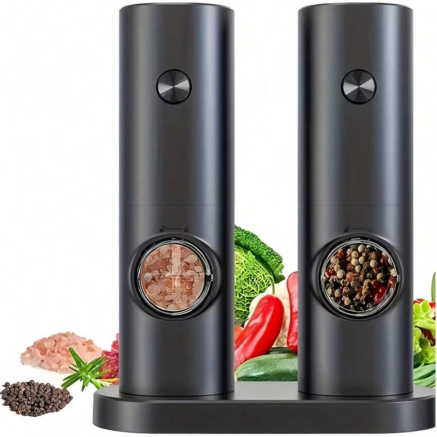 1/2pcs Electric Grinder, Battery Powered, Easy To Operate. Automatic Pepper And Sea Salt Grinder, Kitchen Utensils, Food Grinder, Suitable For Kitchen/Restaurant Food Seasoning, Holiday Gifts. (Without Battery)