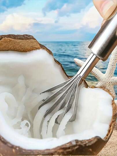 1 pieza Cortador manual de coco y raspador de escamas de pescado, herramienta de cocina multifuncional, mango antideslizante, apto para uso doméstico y profesional en la cocina, utensilio de cocina esencial, utensilio de cocina duradero, herramienta de servicio de catering