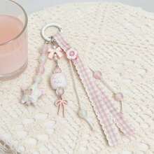 Ins Style Sweet Pink Pendant Keychain, Y2K Aesthetic Bow & Star Bag Charm, Cute Phone Lanyard - Multicolor - View 4