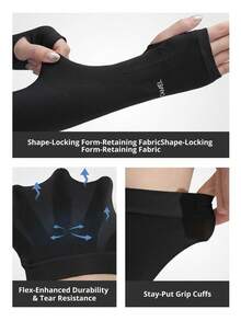 CAMEL CROWN New Summer Cooling UV Protection Arm Sleeves With Finger Holes, Thin Sun Protection Ice Sleeves, Suitable For Women, Ideal For Cycling - Black - View 5