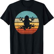 Frog Retro Vintage 60s 70s Sunset Amphibian Animal Men Women T-Shirt - Black - View 6