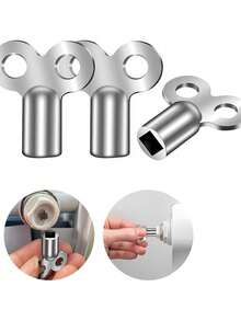1/5件耐用鋅合金暖氣排氣鑰匙 | 適用於HVAC閥門 | 高品質，採用歐盟標準連接螺紋 | 管道維護、中性配合、通風鑰匙的理想選擇 - 銀色 - 查看 2