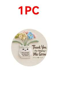 1/6/12pcs "Thank You For Helping Me Grow" Floral Wooden Coasters, Teacher Appreciation Gift, Round Coasters, Suitable For Classroom, Home Office, Back To School Decor, Desk Decor, Thank You Gift, Conveying And Positive Energy - The Flowers Thank You - View 12