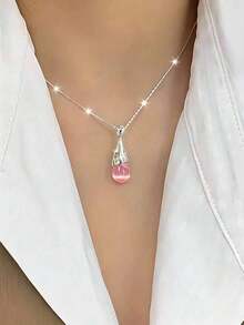 1 buah Kalung Liontin Tetes Air Perak Sterling S925, Kalung Gaya Minimalis Elegan & Serbaguna, Rantai Tulang Selangka Halus, Hadiah - tetesan air - View 8
