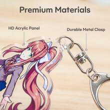 DDLC Doki Doki Literature Club Natsuki Acrylic Keychain Cute Anime Girl Charm Visual Novel Game Character Merch Desk Decor Backpack Bag Pendant Room Decor Home Decor Back To School Collectible Otaku Gift Anime Accessory Desktop Display Fan Gift - Multicolor 3 - View 4