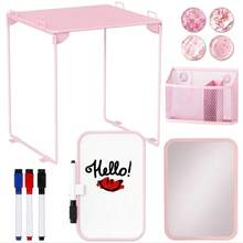 Pink Locker Accessories With Locker Shelf, Magnetic Mirror, Magnetic Pen Holder, Magnetic Small Whiteboard, Back To School Essentials Locker Decorations, 11 Piece Locker Organizer For Work - View 1