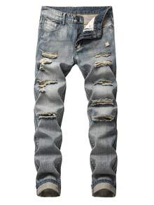 Men's  Ripped Skinny Jeans - Yellow - View 7