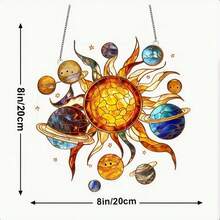 2D 平面 1 件 8 英吋*8 英吋太陽能捕光器，塑膠彩色玻璃風掛牆裝飾，適用於花園、廚房、門廊 - A - 查看 9