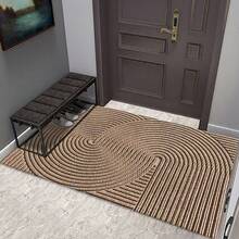 1pc Khaki Geometric Striped Rug, Made Of Stain-Resistant Polyester, Non-Slip And Easy To Clean, Suitable For Patio, Indoor, Outdoor, Garden, Hallway, Home Decor, Bathroom Rug, Floor Rug, Outdoor Rug, Bathroom Accessories - Khaki - View 6