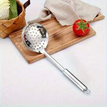 1pc Heavy Duty Long Handle Slotted Spoon, With Hollow Mesh Head, Kitchen Tool, Suitable For Hot Pot, Soup, Cooking Utensils, Modern Cookware, Sturdy Structure, Cooking Tool - Silver - View 4