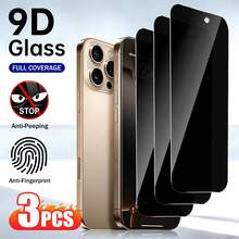 3pcs 28° Privacy Anti-Peeping Tempered Glass Screen Protector Compatible With IPhone 17 Pro Max/17 Air/16 Pro Max/16 Plus/15 Pro Max/15 Plus/14 Pro Max/14 Plus/13 Pro Max/13/12 Pro Max/12/11 Pro Max/11/XS Max/XR/XS/X/8 Plus/8/7 Plus/7 Series Full Screen - Black - View 1