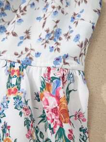 Acelitt Women's Colorful Ditsy Floral Print Camisole Top With Ruffle Umbrella Hem - Multicolor - View 8